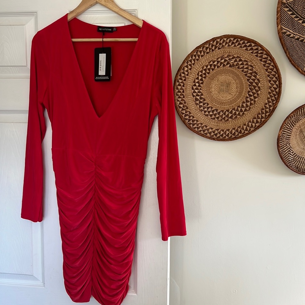 Pretty Little Thing slinky ruched mini dress